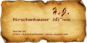 Hirschenhauser János névjegykártya